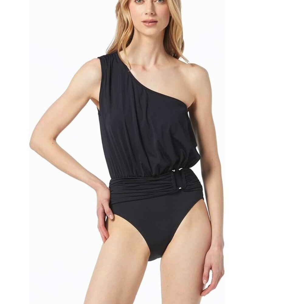 NWT Michael Kors One Shoulder Blouson One Piece Swimsuit